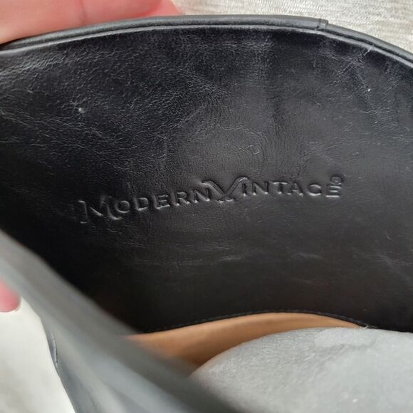 Modern Vintage Janet Black Knee High Tall Leather Riding Boots with Buckles - Picture 10 of 14